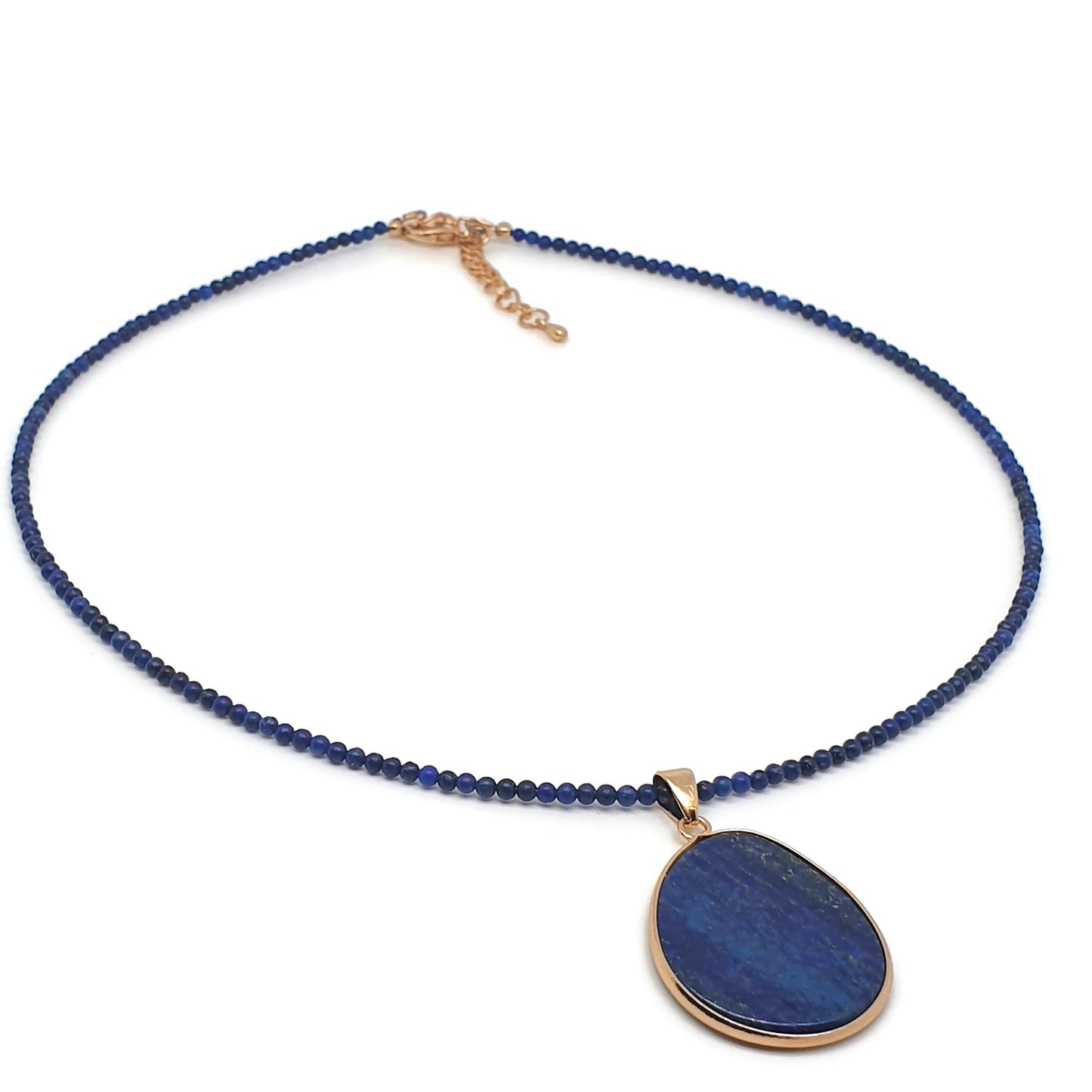 Blue Lapis Lazuli Delicate Beaded 16 Inch Collar Boho Necklace