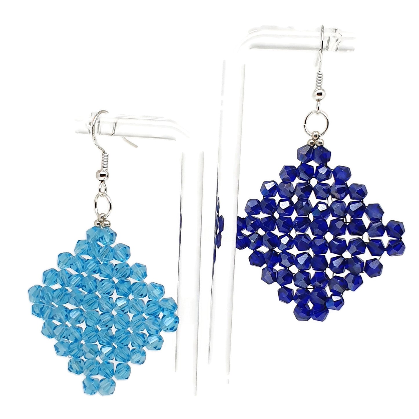 Sparkling Crystal Beaded Geometric Earrings Long Dangle Drop