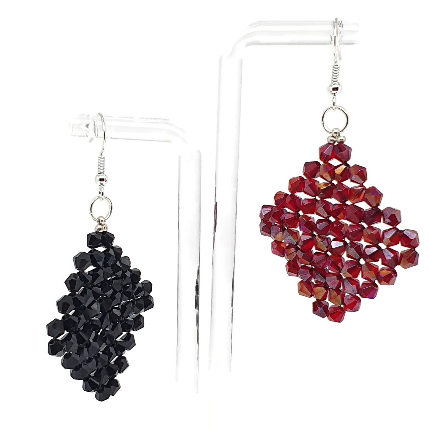 Sparkling Crystal Beaded Geometric Earrings Long Dangle Drop