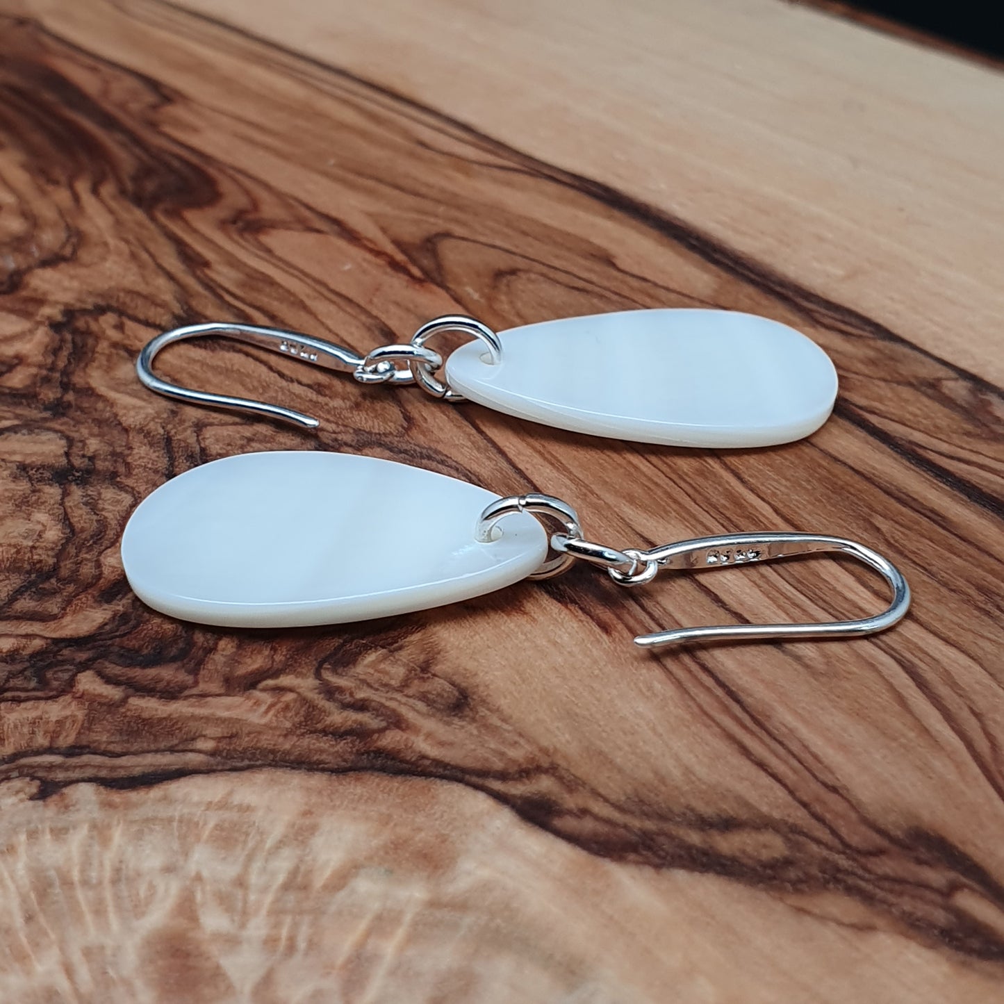 White Mother Of Pearl Teardrop Earrings Natural Shell Dangle Drop