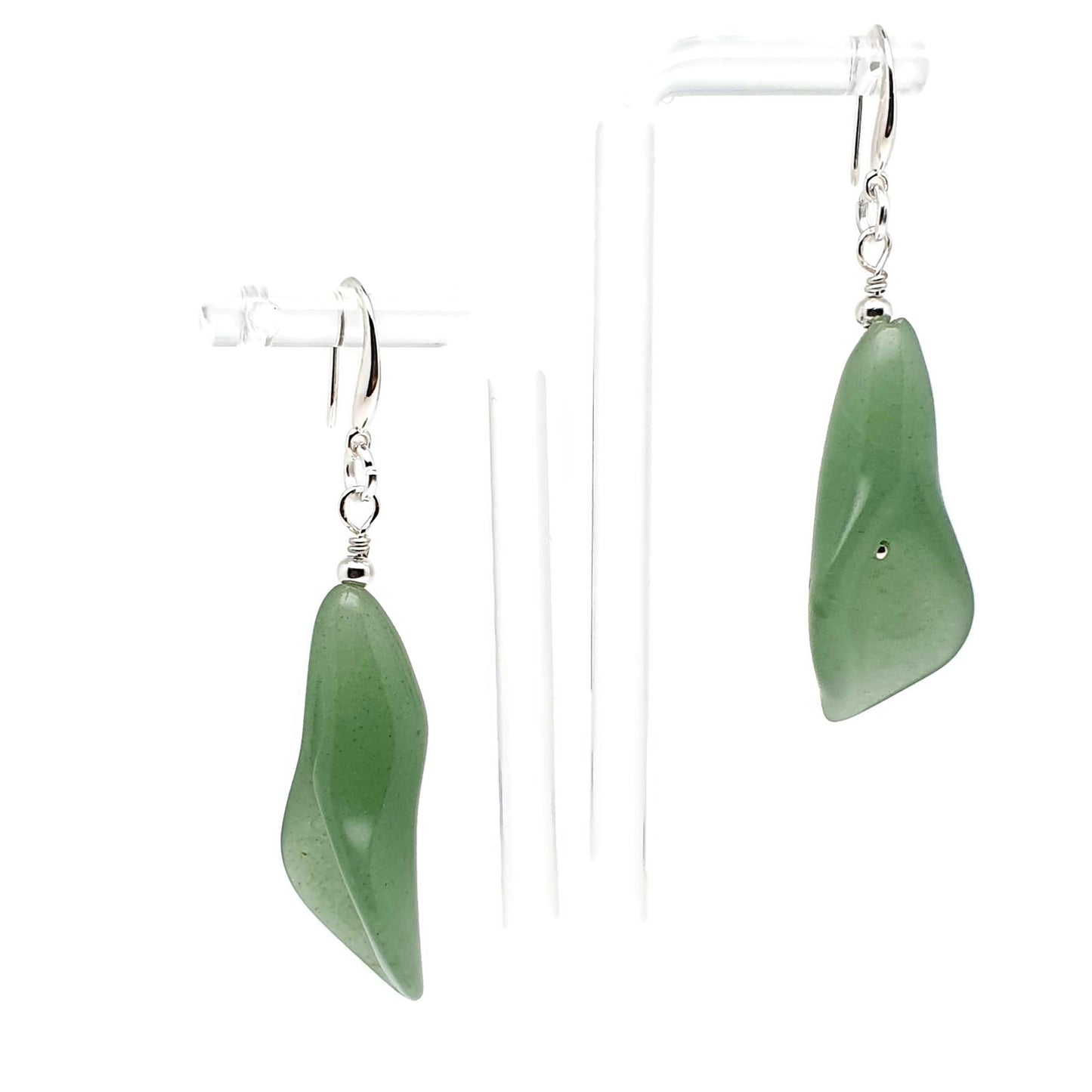 Green Aventurine Calla Lily Dangle Drop Flower Boho Earrings