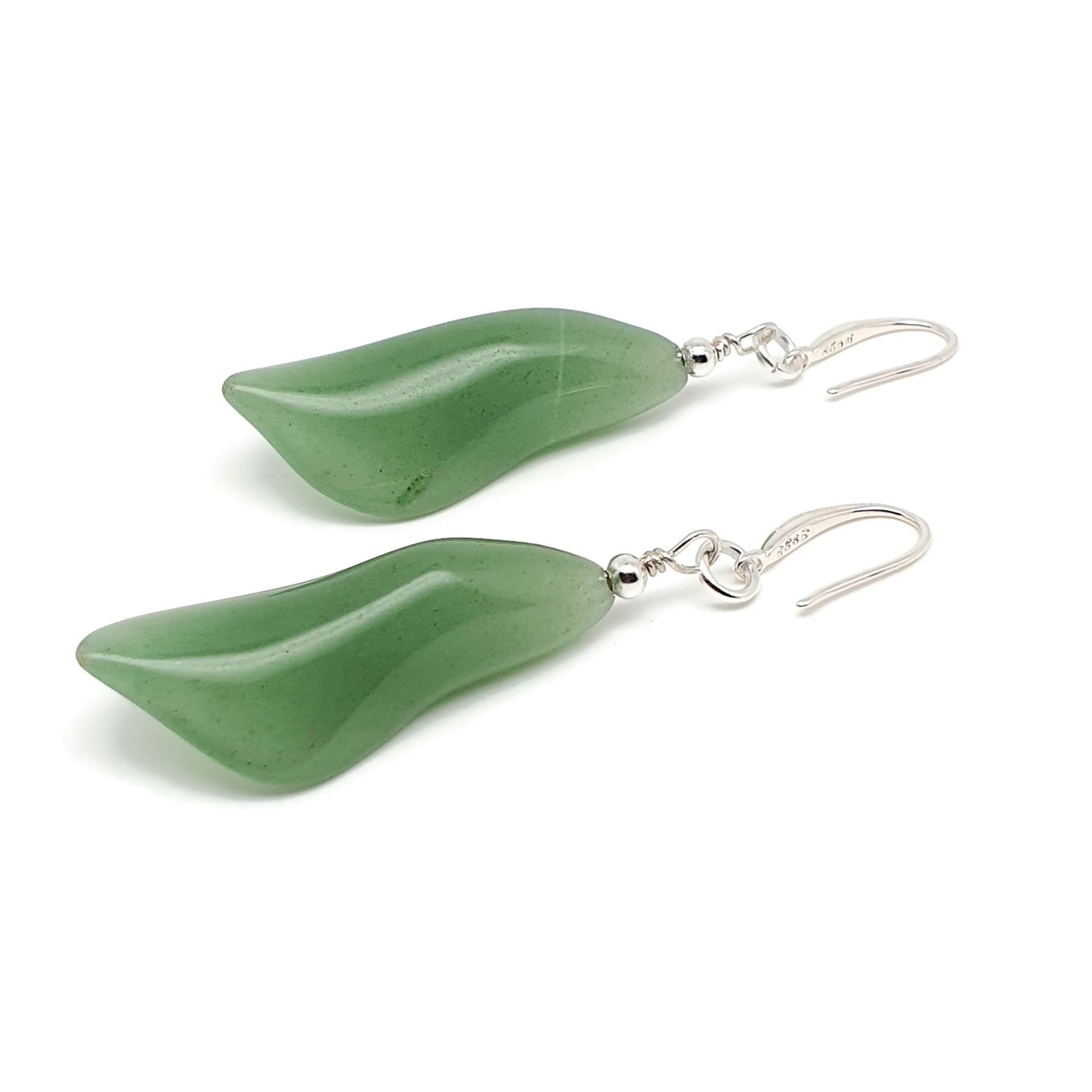 Green Aventurine Calla Lily Dangle Drop Flower Boho Earrings