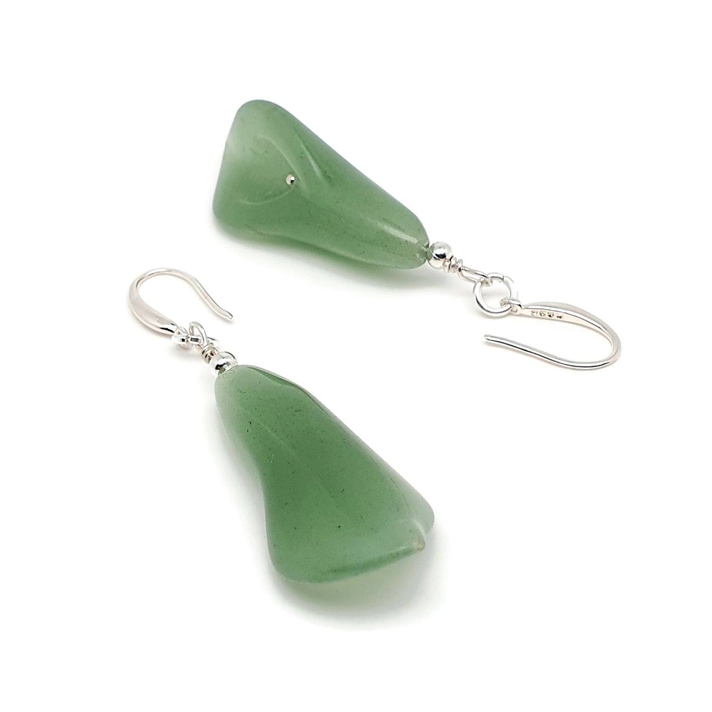 Green Aventurine Calla Lily Dangle Drop Flower Boho Earrings