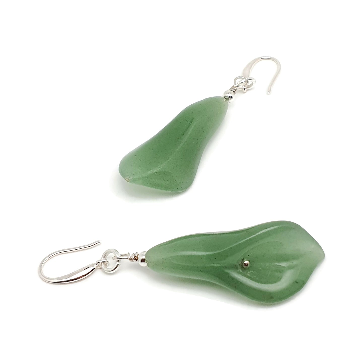 Green Aventurine Calla Lily Dangle Drop Flower Boho Earrings