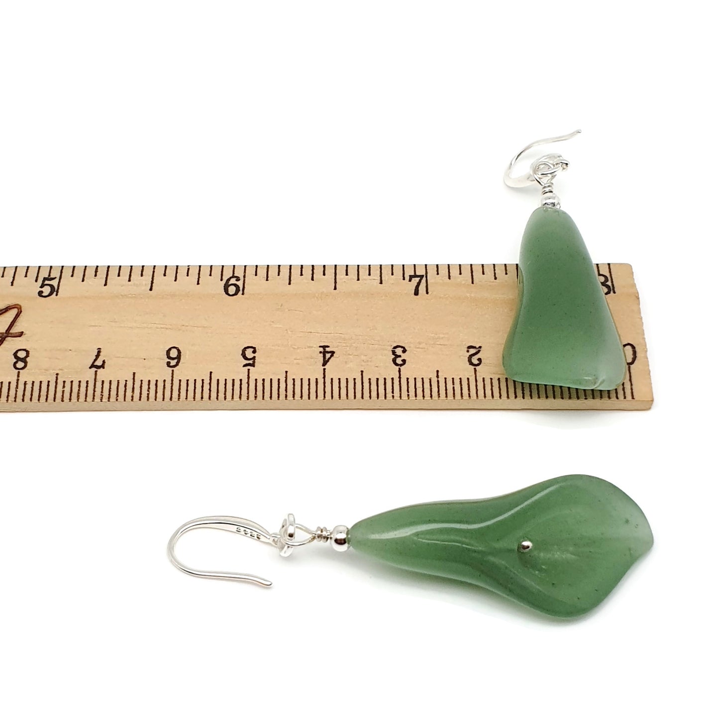 Green Aventurine Calla Lily Dangle Drop Flower Boho Earrings