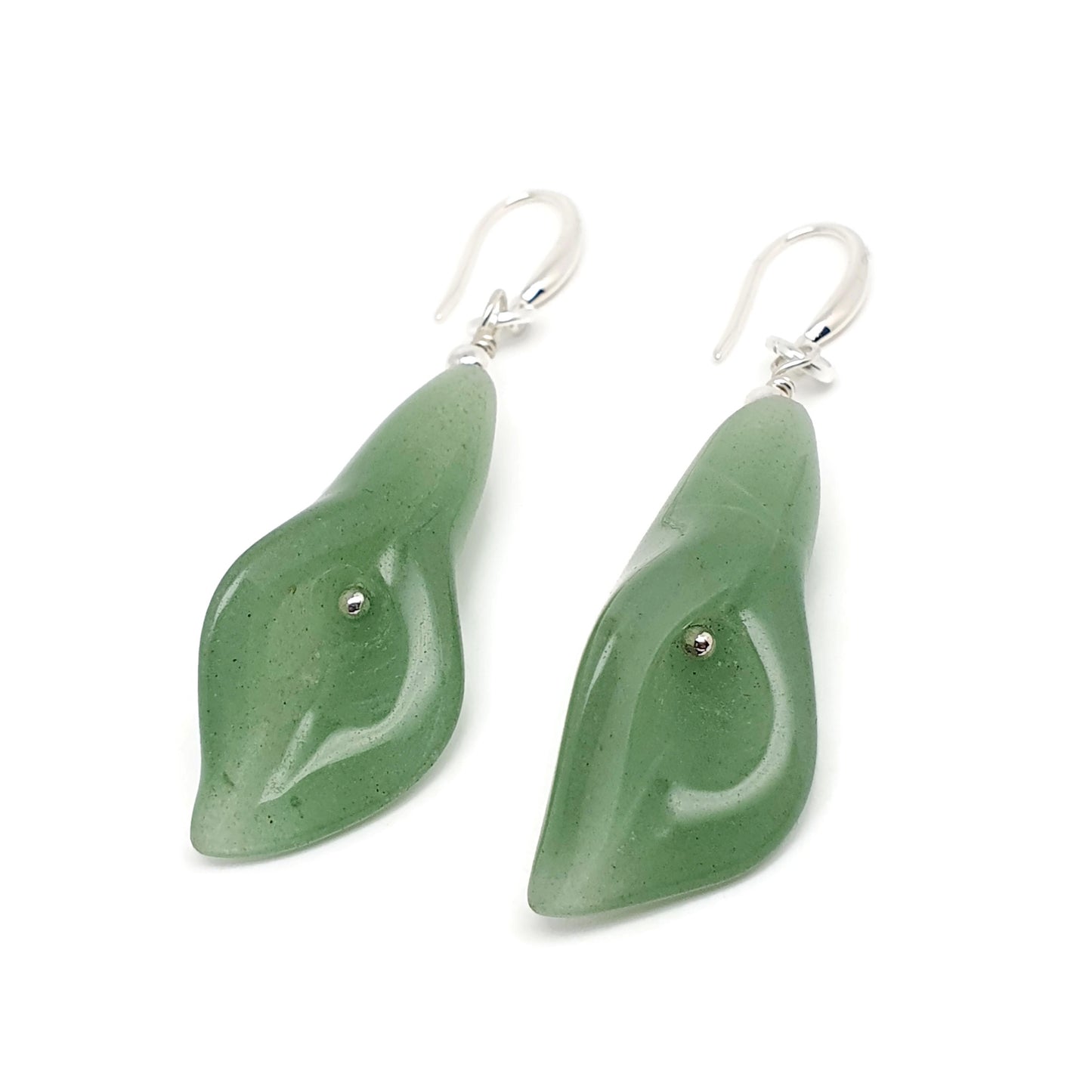 Green Aventurine Calla Lily Dangle Drop Flower Boho Earrings