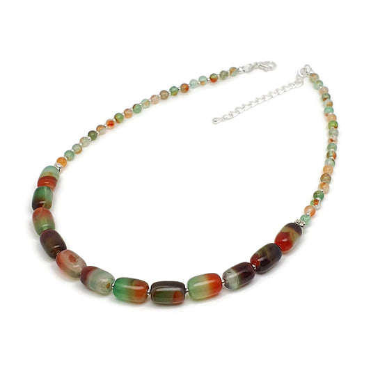 Colourful Peacock Agate Beaded Collar Boho Necklace