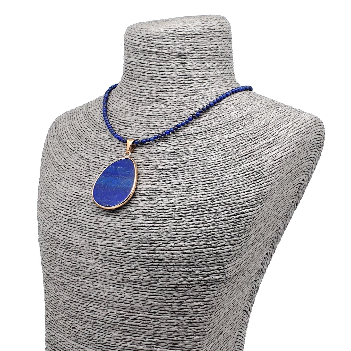 Blue Lapis Lazuli Delicate Beaded 16 Inch Collar Boho Necklace