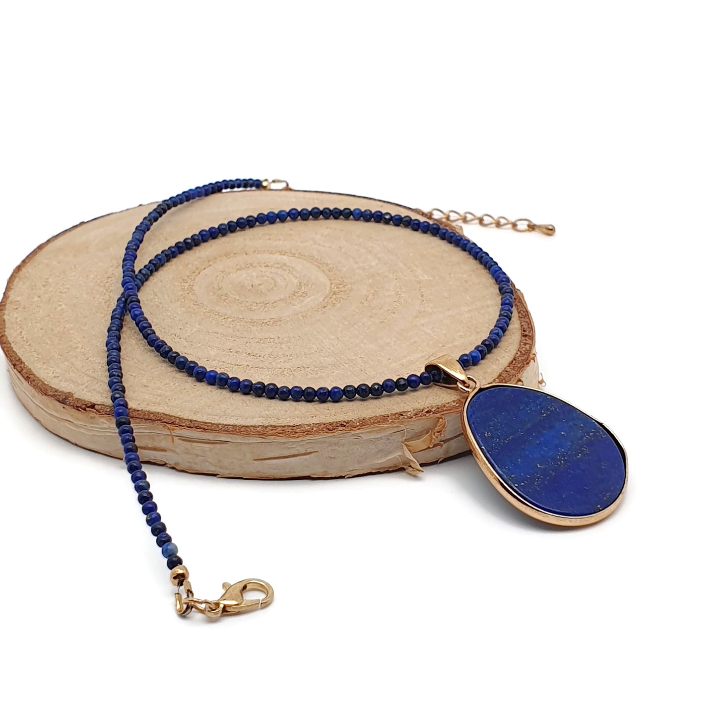 Blue Lapis Lazuli Delicate Beaded 16 Inch Collar Boho Necklace