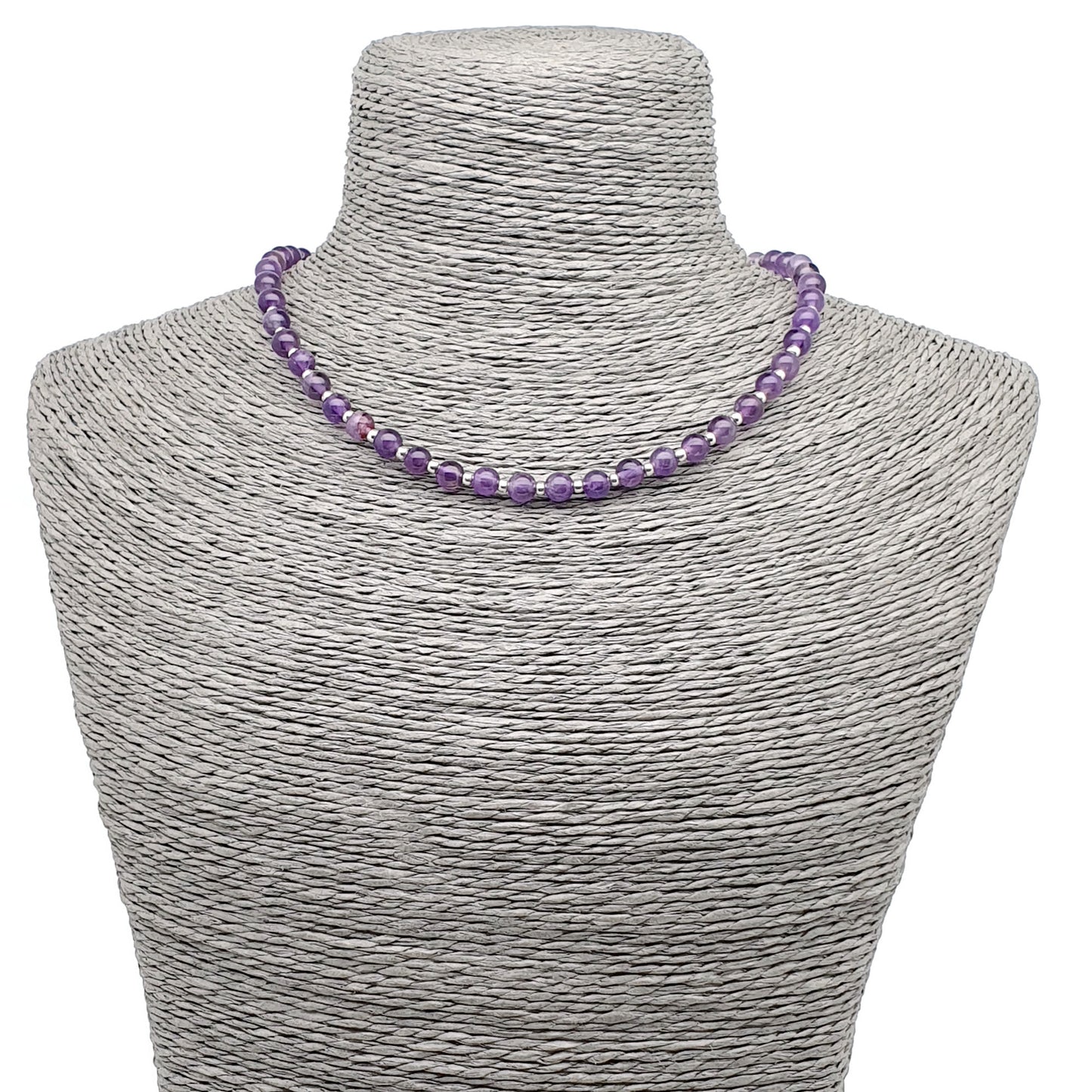 Purple Amethyst Short Collar Beaded Boho Necklace Adjustable Strand