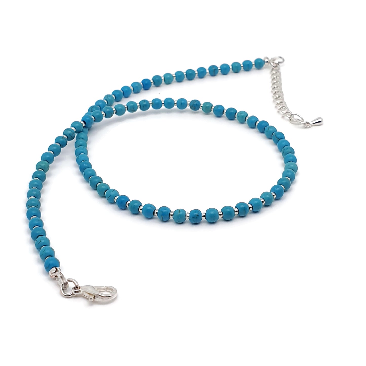 Turquoise Blue Dyed Howlite Collar Boho Beaded Necklace