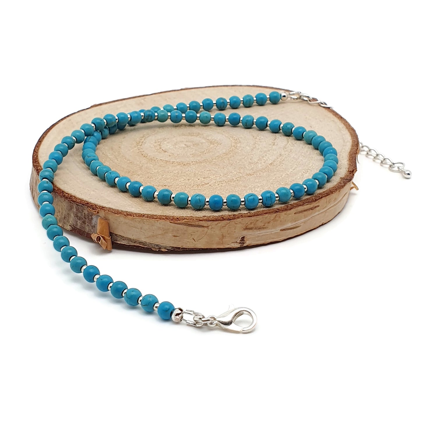 Turquoise Blue Dyed Howlite Collar Boho Beaded Necklace