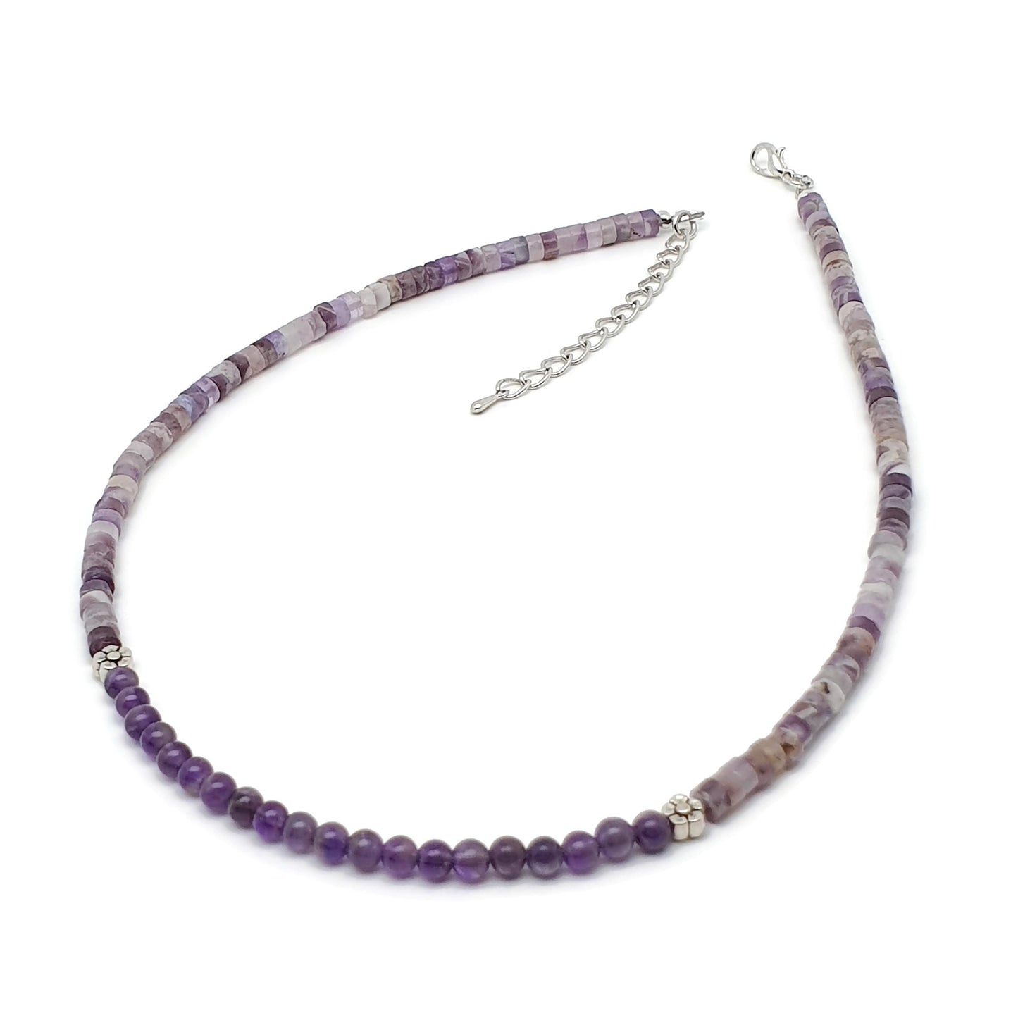 Purple Amethyst Short Collar Beaded Boho Necklace Adjustable Strand