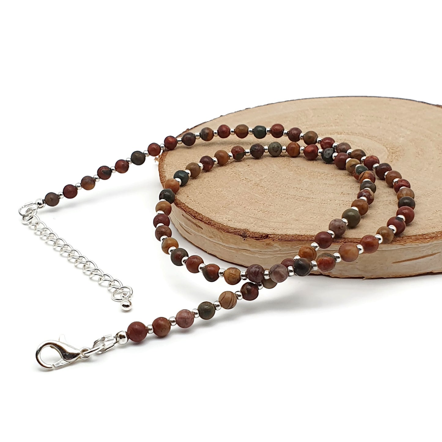 Natural Picasso Jasper Short Collar Beaded Necklace