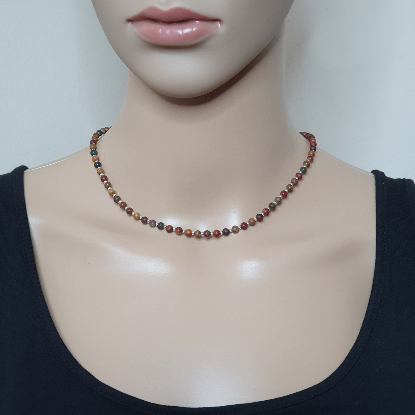 Natural Picasso Jasper Short Collar Beaded Necklace