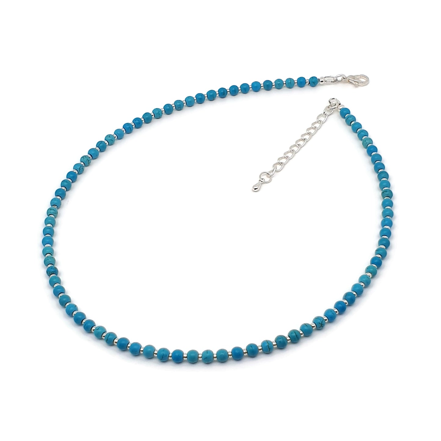 Turquoise Blue Dyed Howlite Collar Boho Beaded Necklace