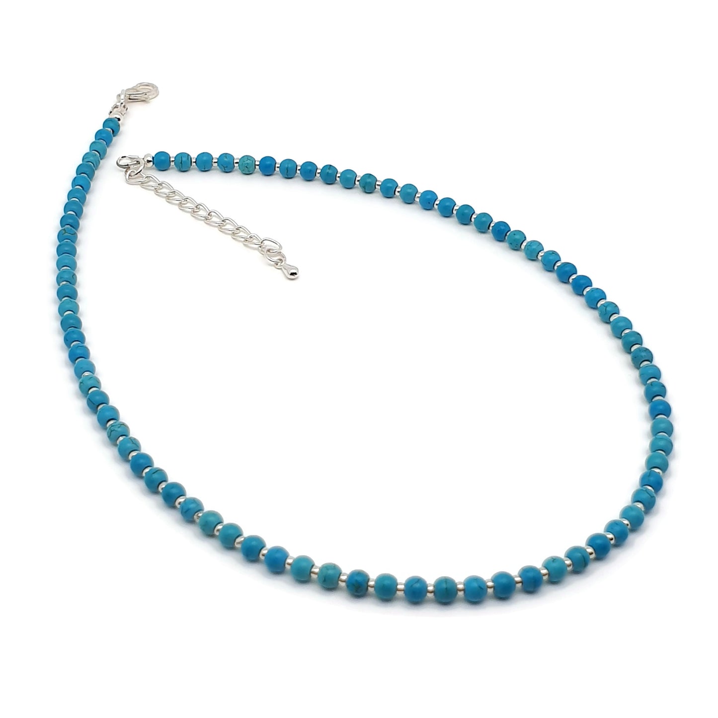 Turquoise Blue Dyed Howlite Collar Boho Beaded Necklace