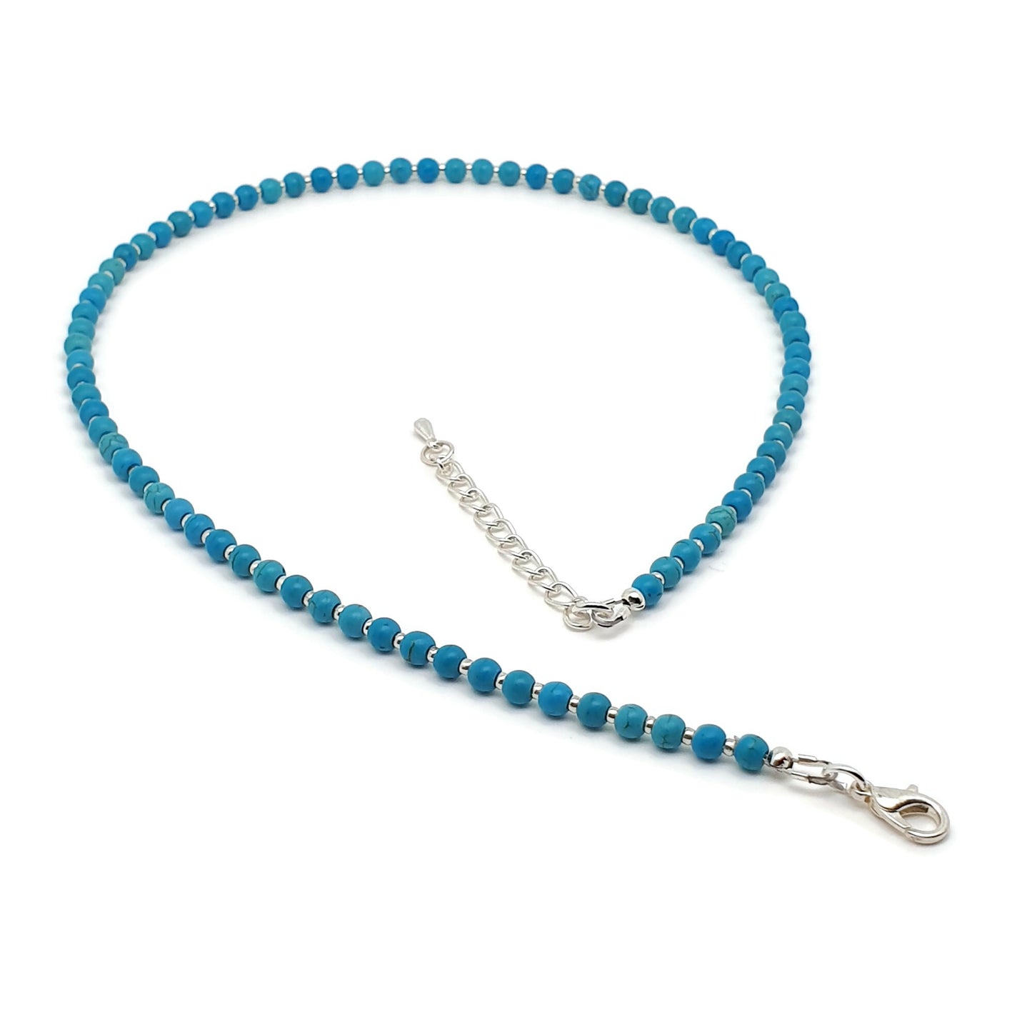 Turquoise Blue Dyed Howlite Collar Boho Beaded Necklace