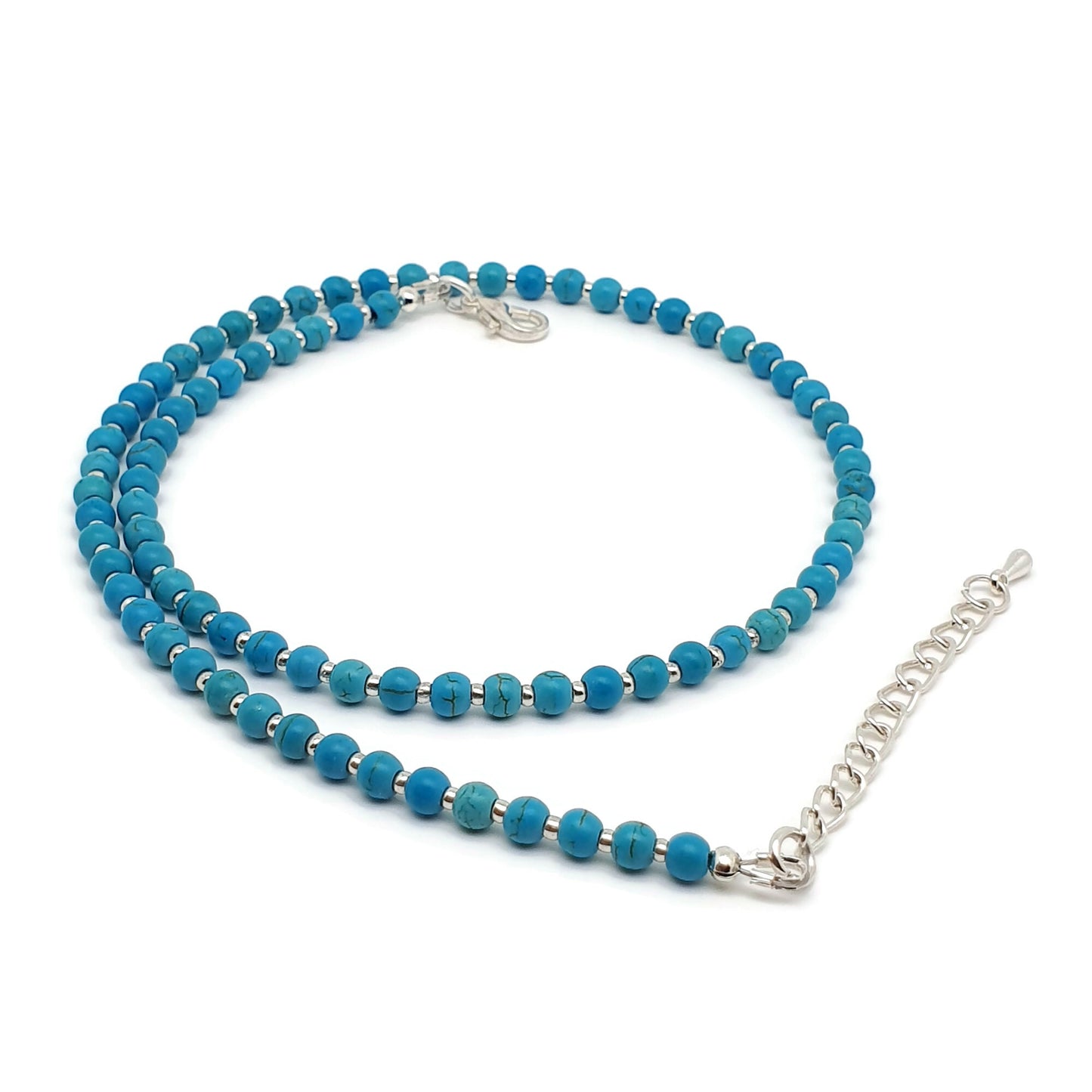 Turquoise Blue Dyed Howlite Collar Boho Beaded Necklace