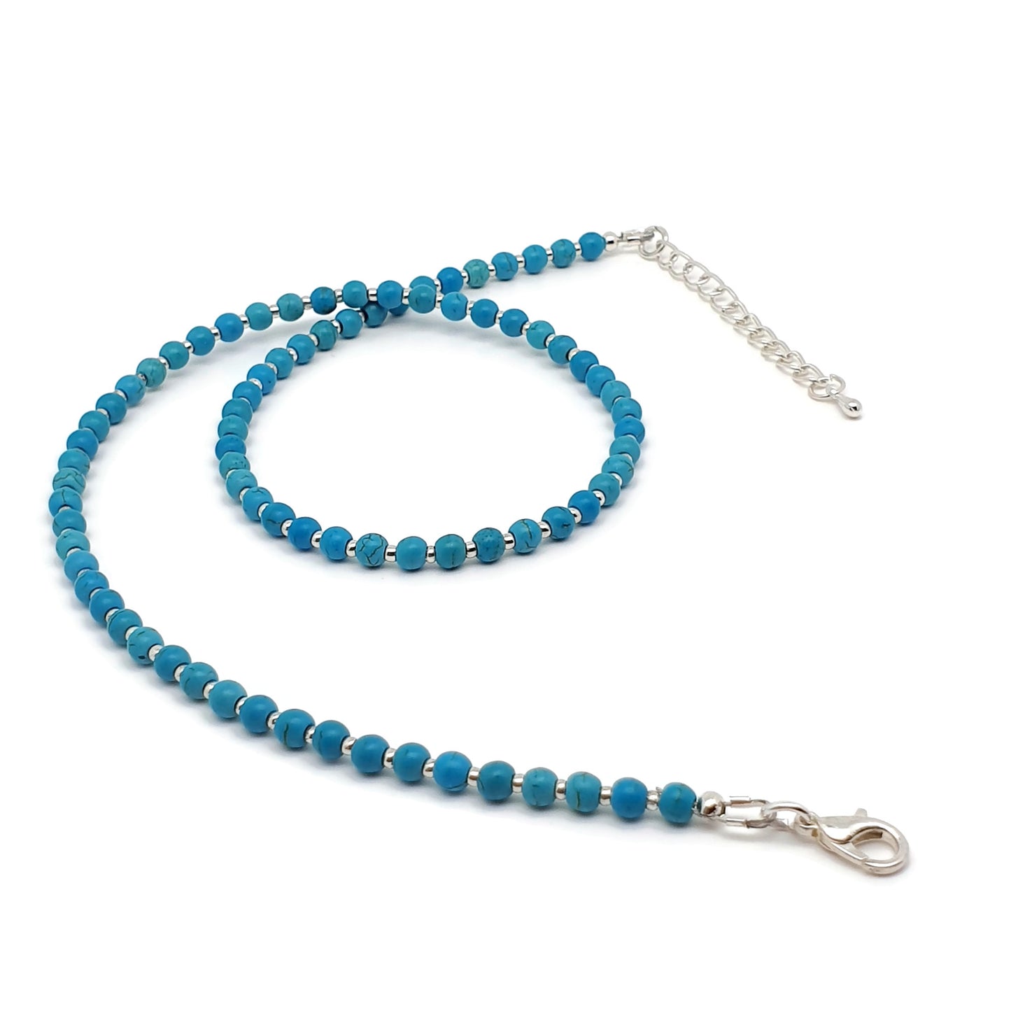 Turquoise Blue Dyed Howlite Collar Boho Beaded Necklace