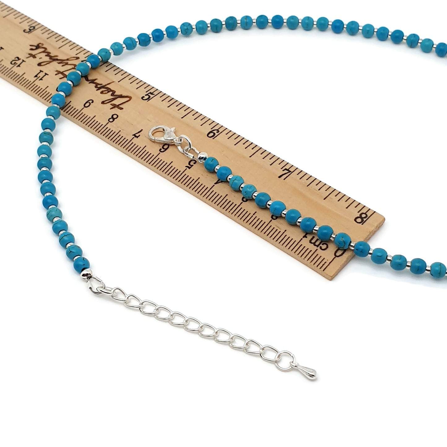 Turquoise Blue Dyed Howlite Collar Boho Beaded Necklace