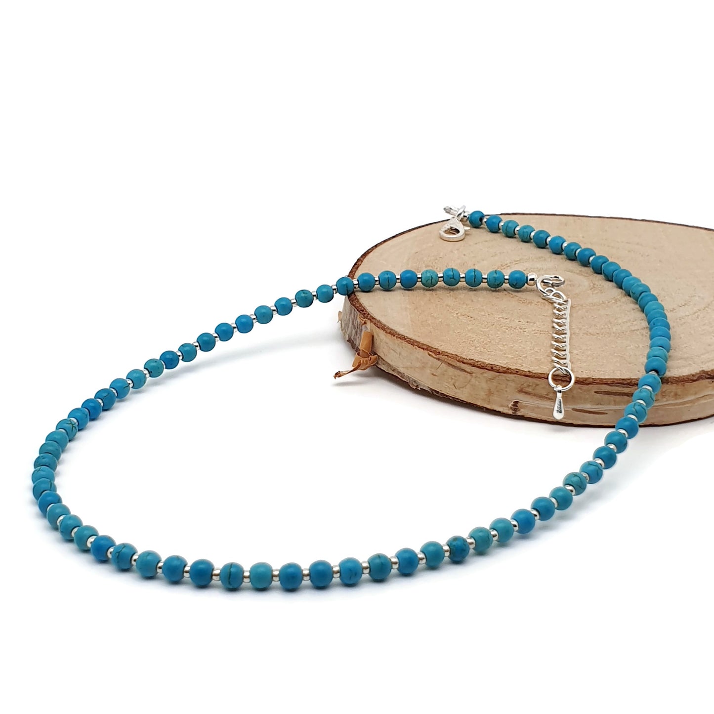 Turquoise Blue Dyed Howlite Collar Boho Beaded Necklace