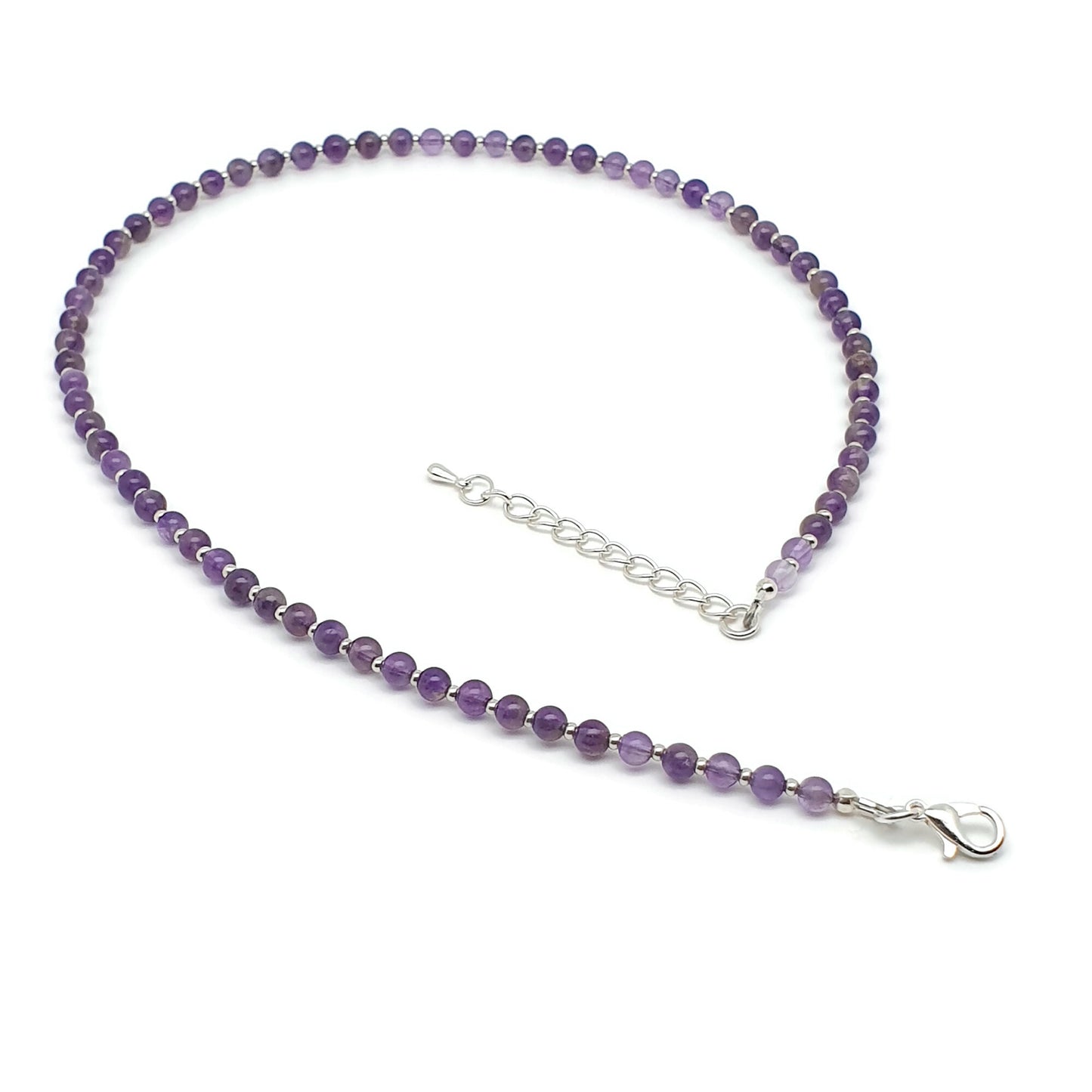 Purple Amethyst Short Collar Beaded Boho Necklace Adjustable Strand