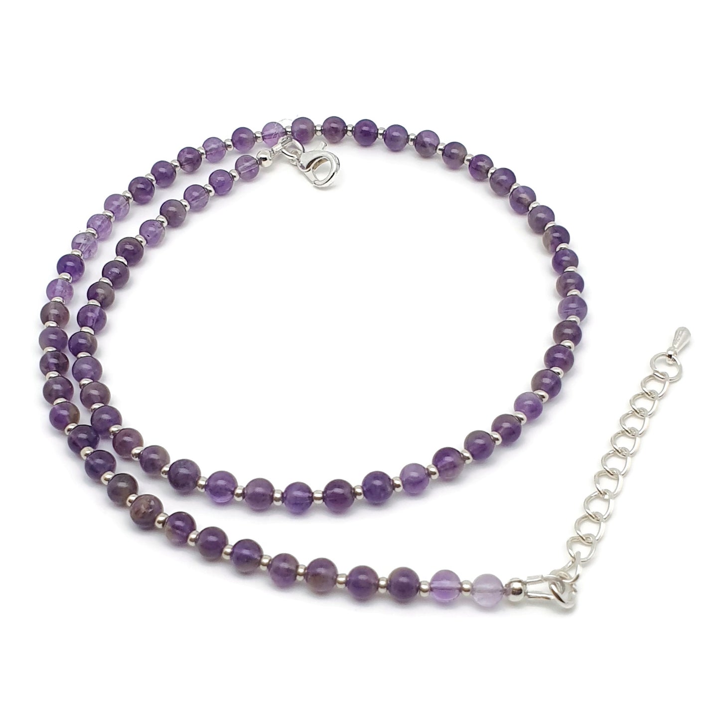 Purple Amethyst Short Collar Beaded Boho Necklace Adjustable Strand