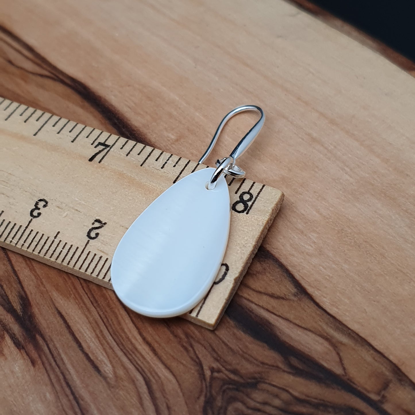 White Mother Of Pearl Teardrop Earrings Natural Shell Dangle Drop