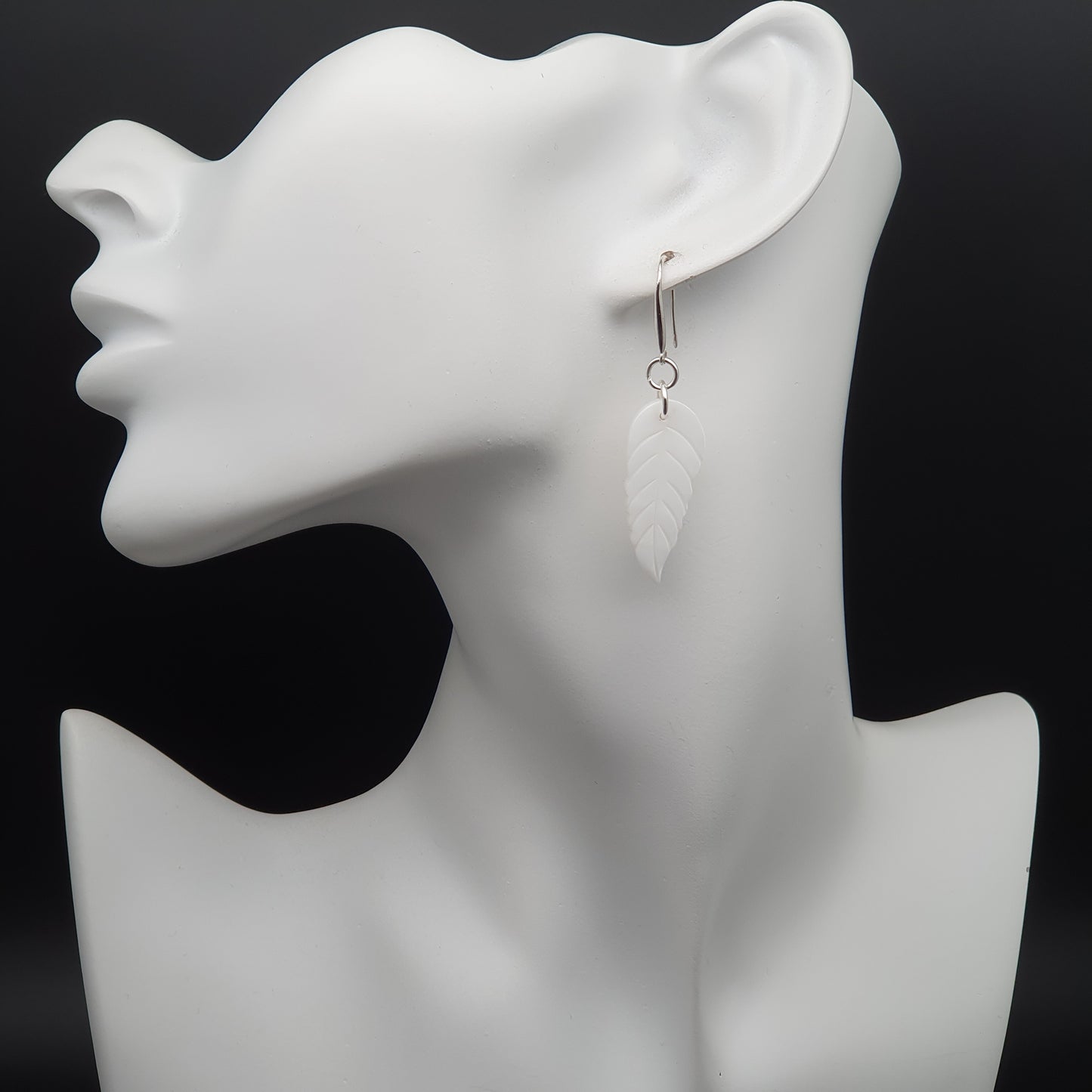 White Leaf Shell Earrings Natural Mother Of Pearl Dangle Drop