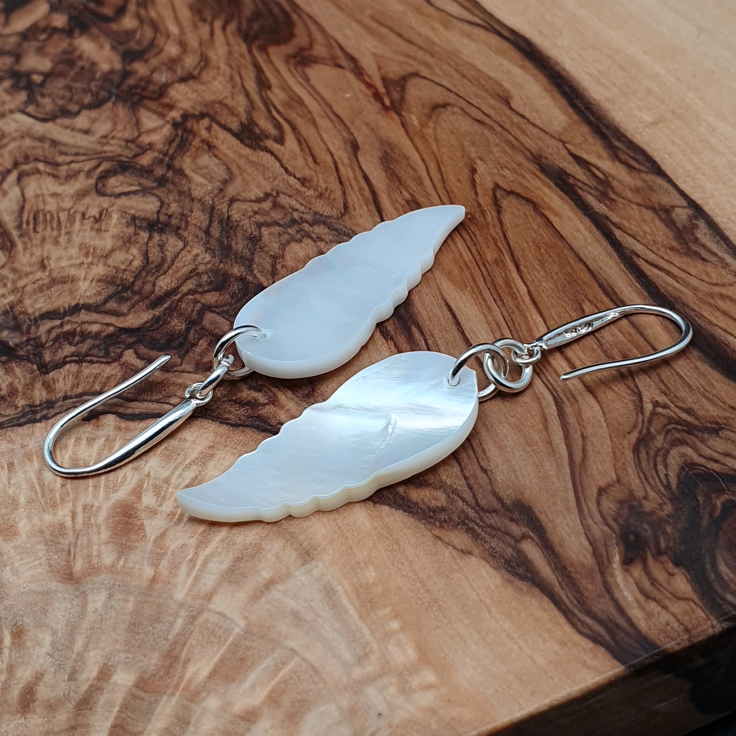 White Leaf Shell Earrings Natural Mother Of Pearl Dangle Drop