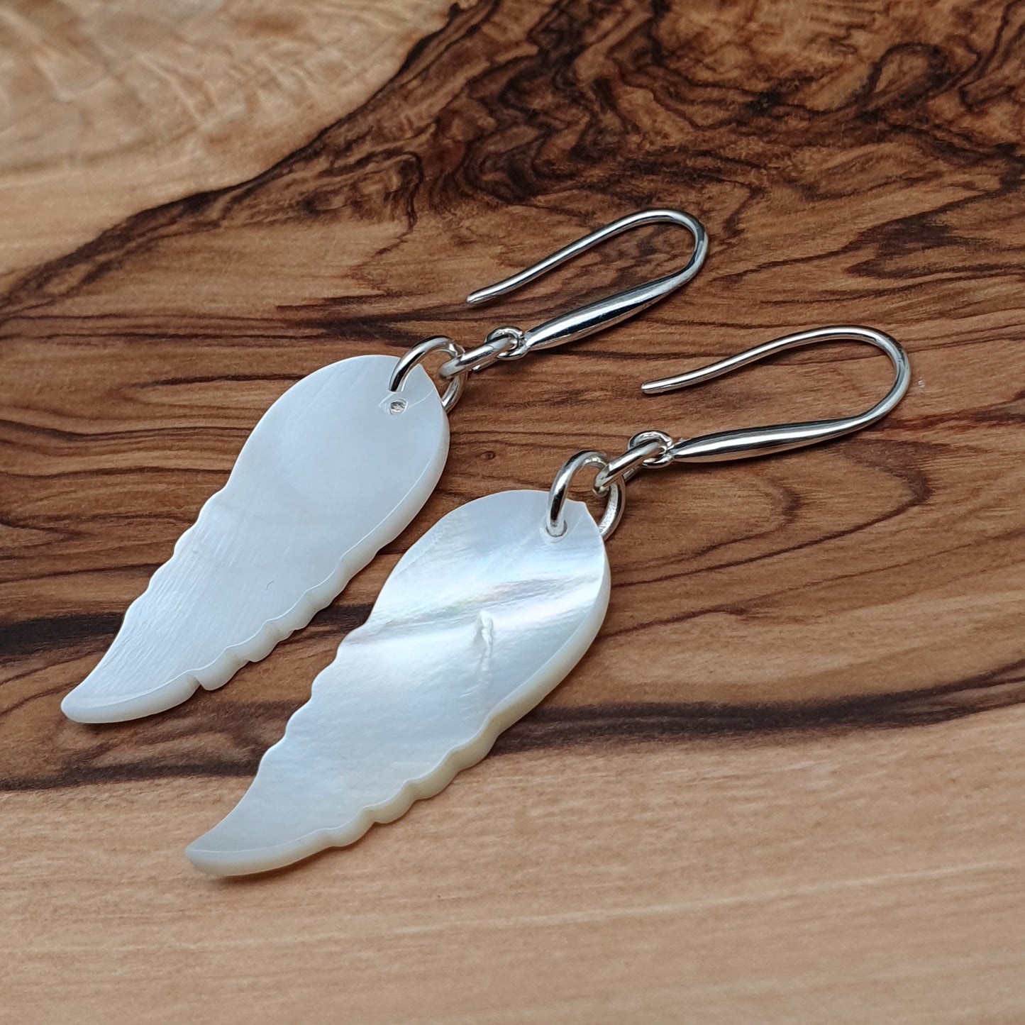 White Leaf Shell Earrings Natural Mother Of Pearl Dangle Drop