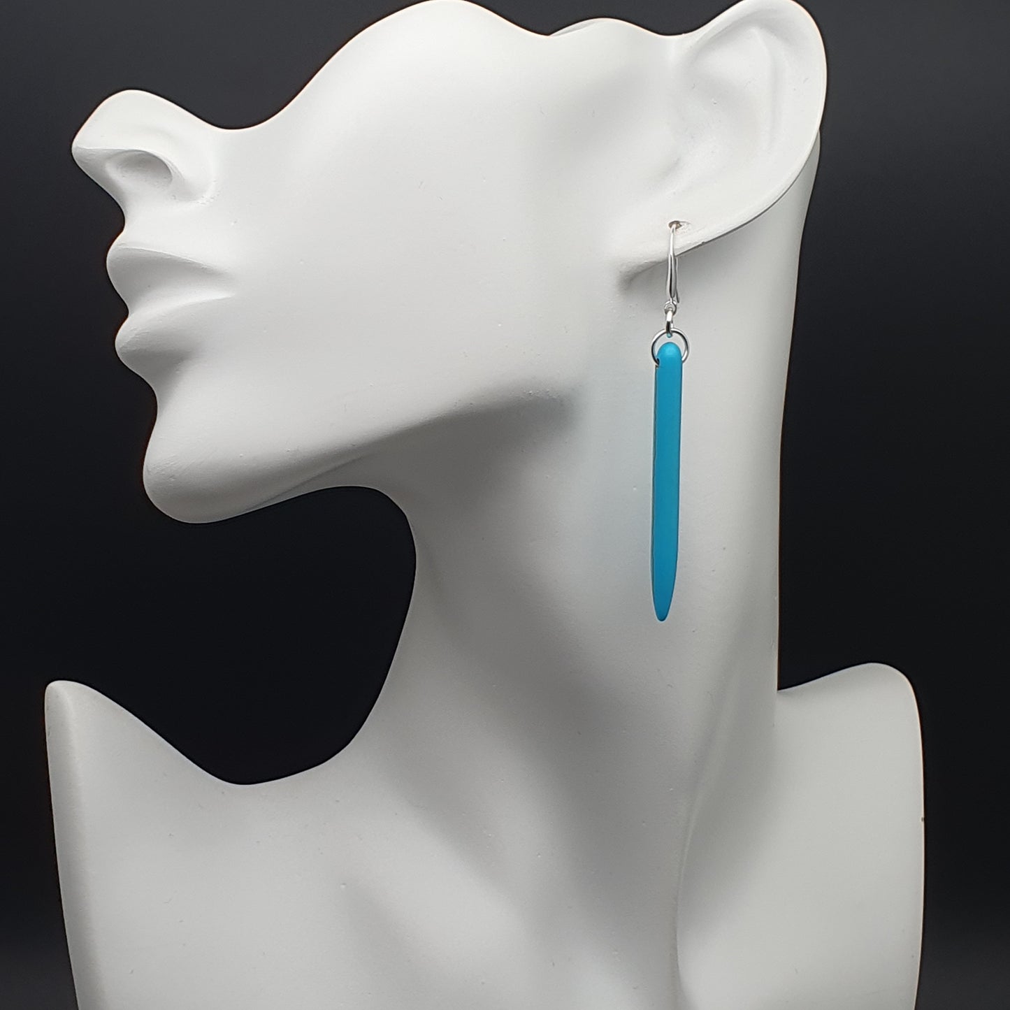 Turquoise Blue Spike Earrings Natural Howlite Long Dangle Drop