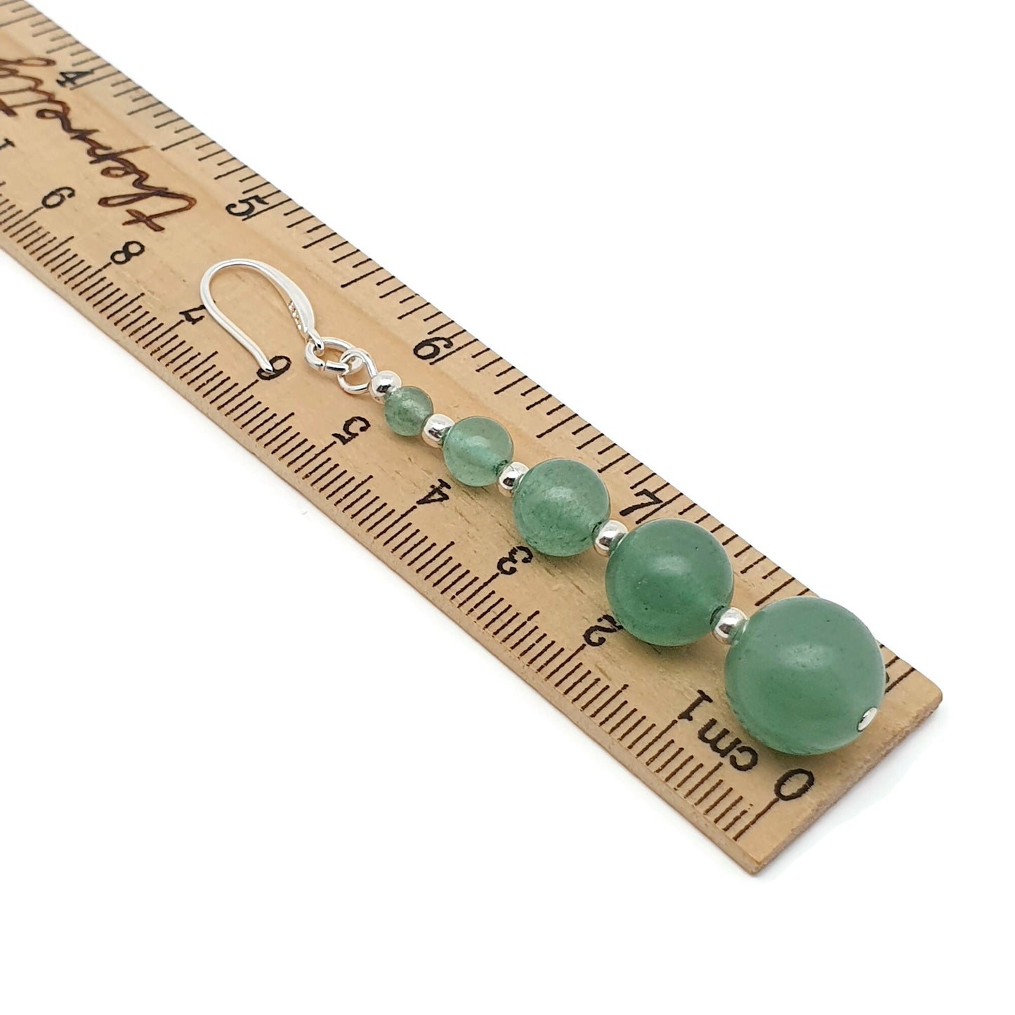 Green Aventurine Long Dangle Drop Beaded Graduated Boho Earrings