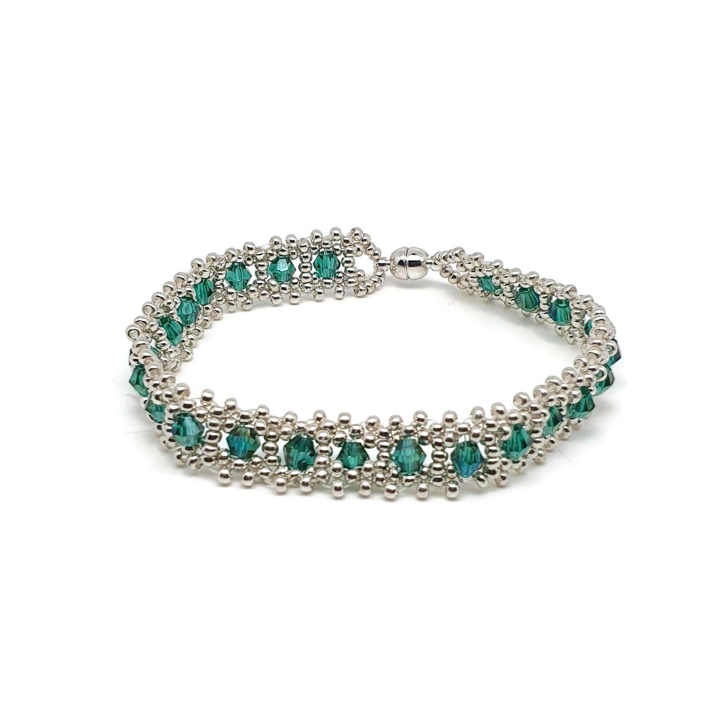 Sparkling Crystal Beaded Iterlaced Bracelet Magnetic Clasp