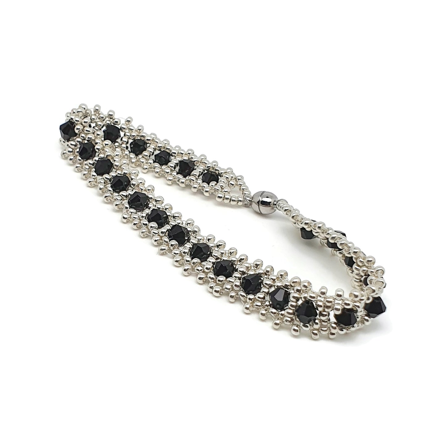 Sparkling Crystal Beaded Iterlaced Bracelet Magnetic Clasp