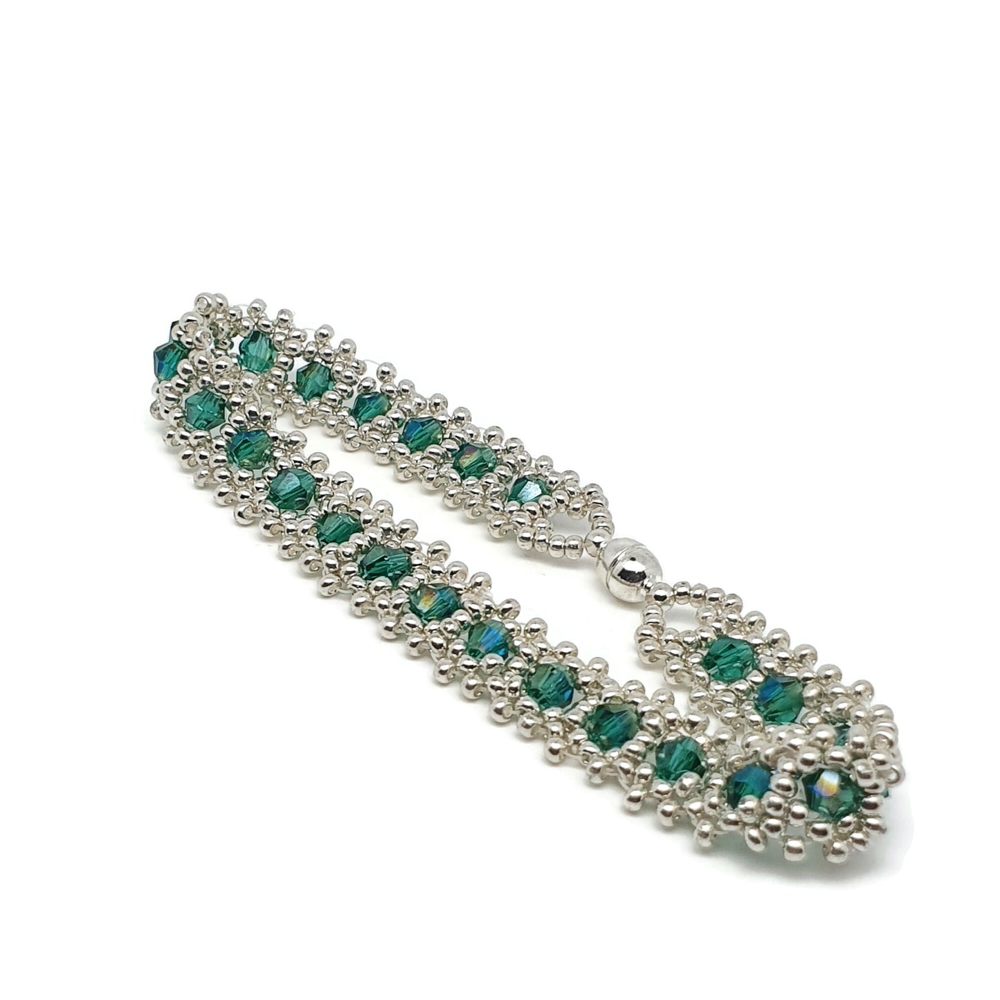 Sparkling Crystal Beaded Iterlaced Bracelet Magnetic Clasp