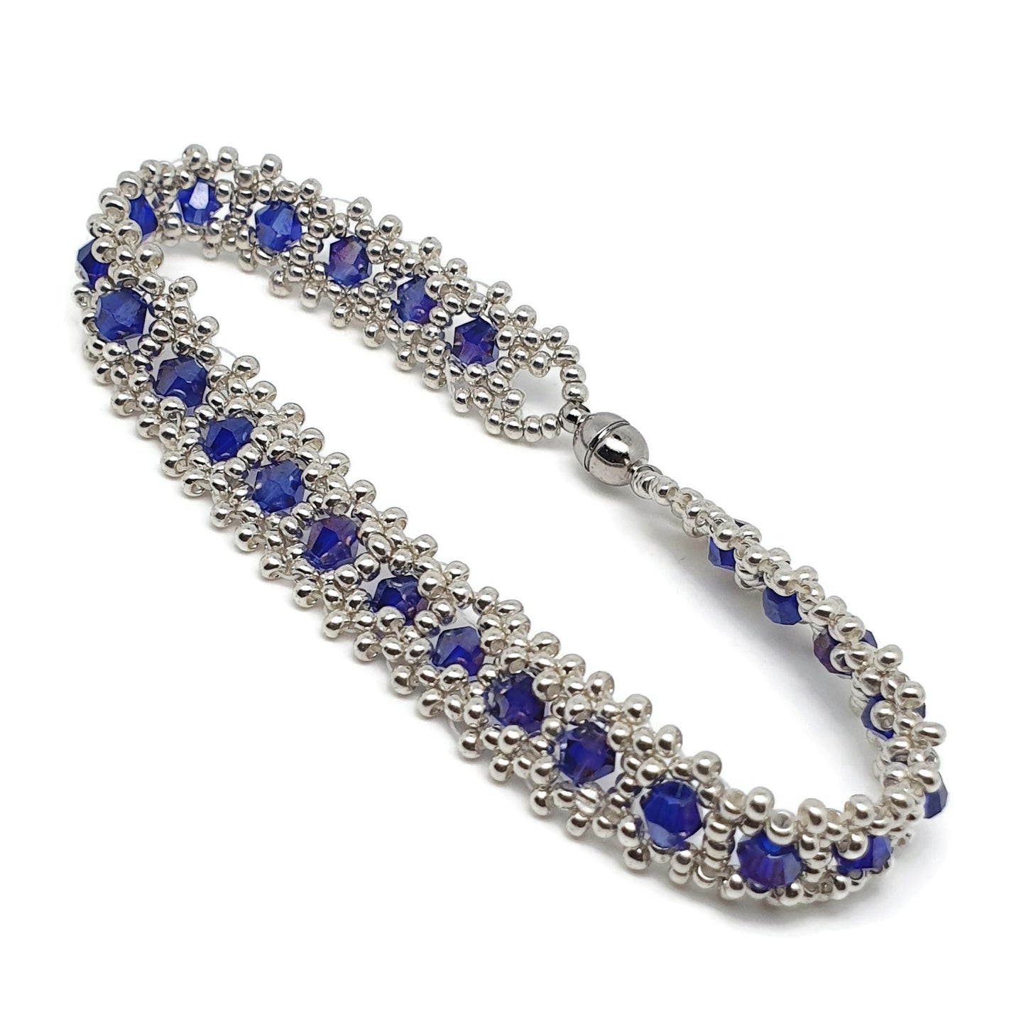 Sparkling Crystal Beaded Iterlaced Bracelet Magnetic Clasp