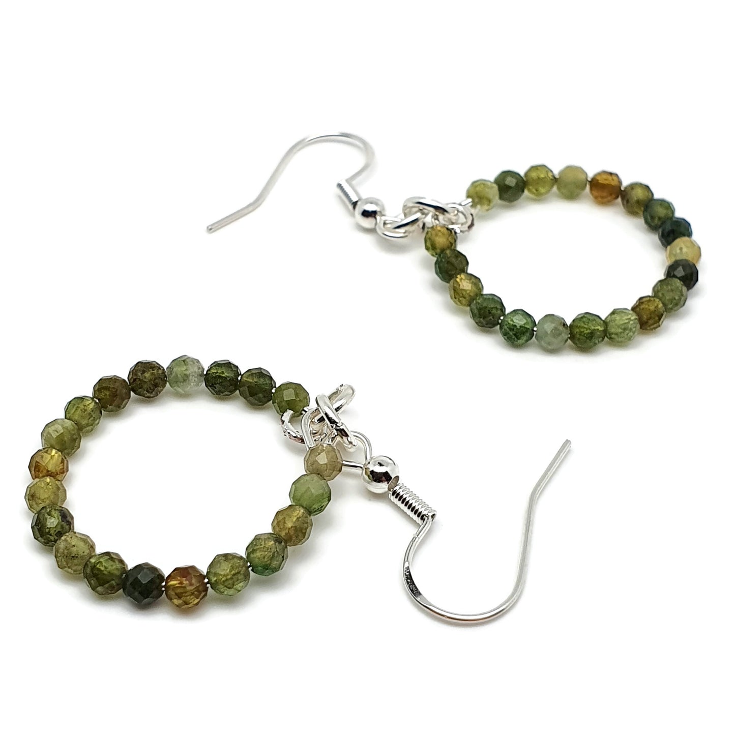 Colourful Tourmaline Beaded Hoop Earrings Dangle Drop