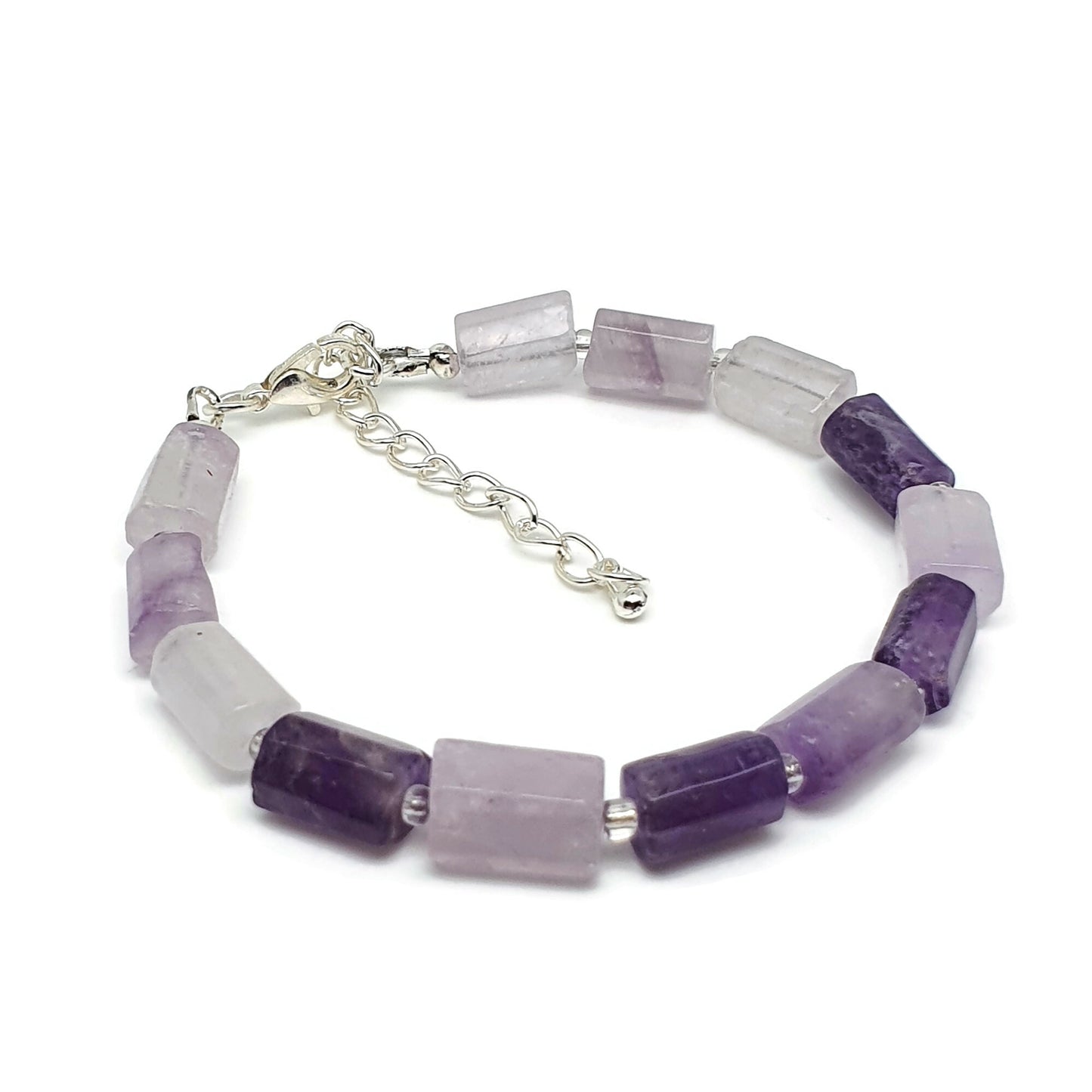 Purple Amethyst Beaded Boho Bracelet Adjustable Length