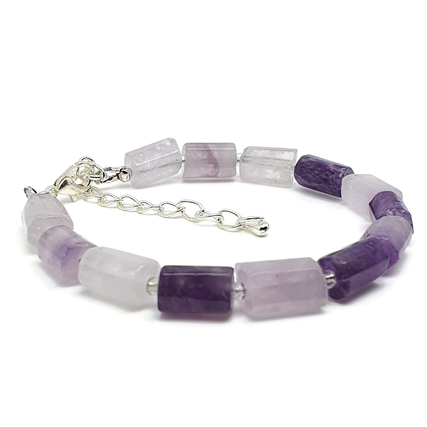 Purple Amethyst Beaded Boho Bracelet Adjustable Length