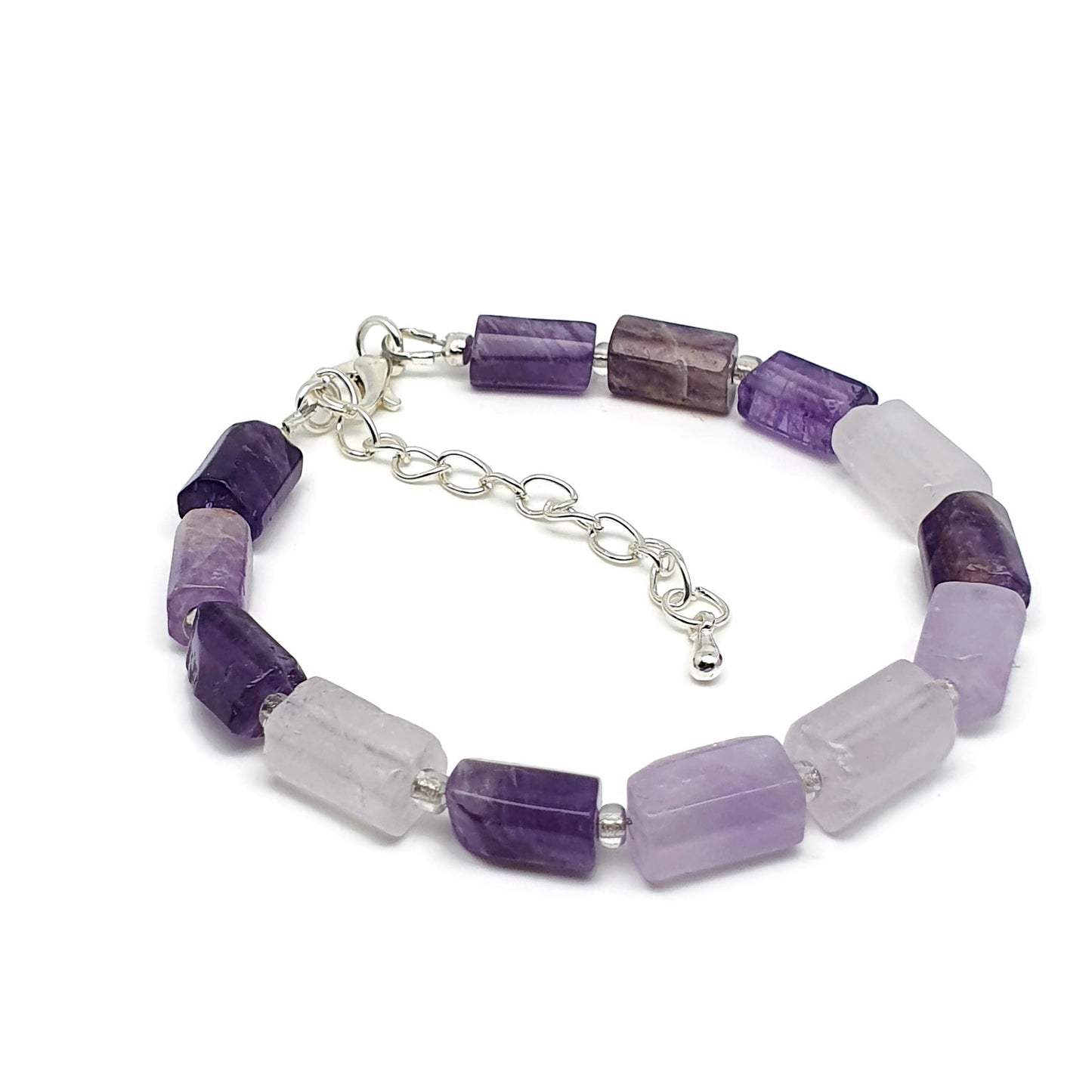 Purple Amethyst Beaded Boho Bracelet Adjustable Length