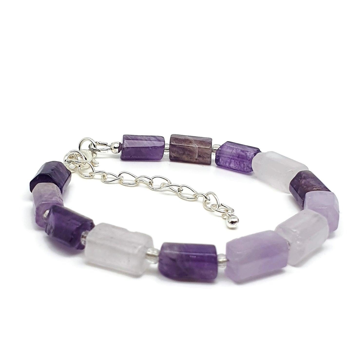 Purple Amethyst Beaded Boho Bracelet Adjustable Length