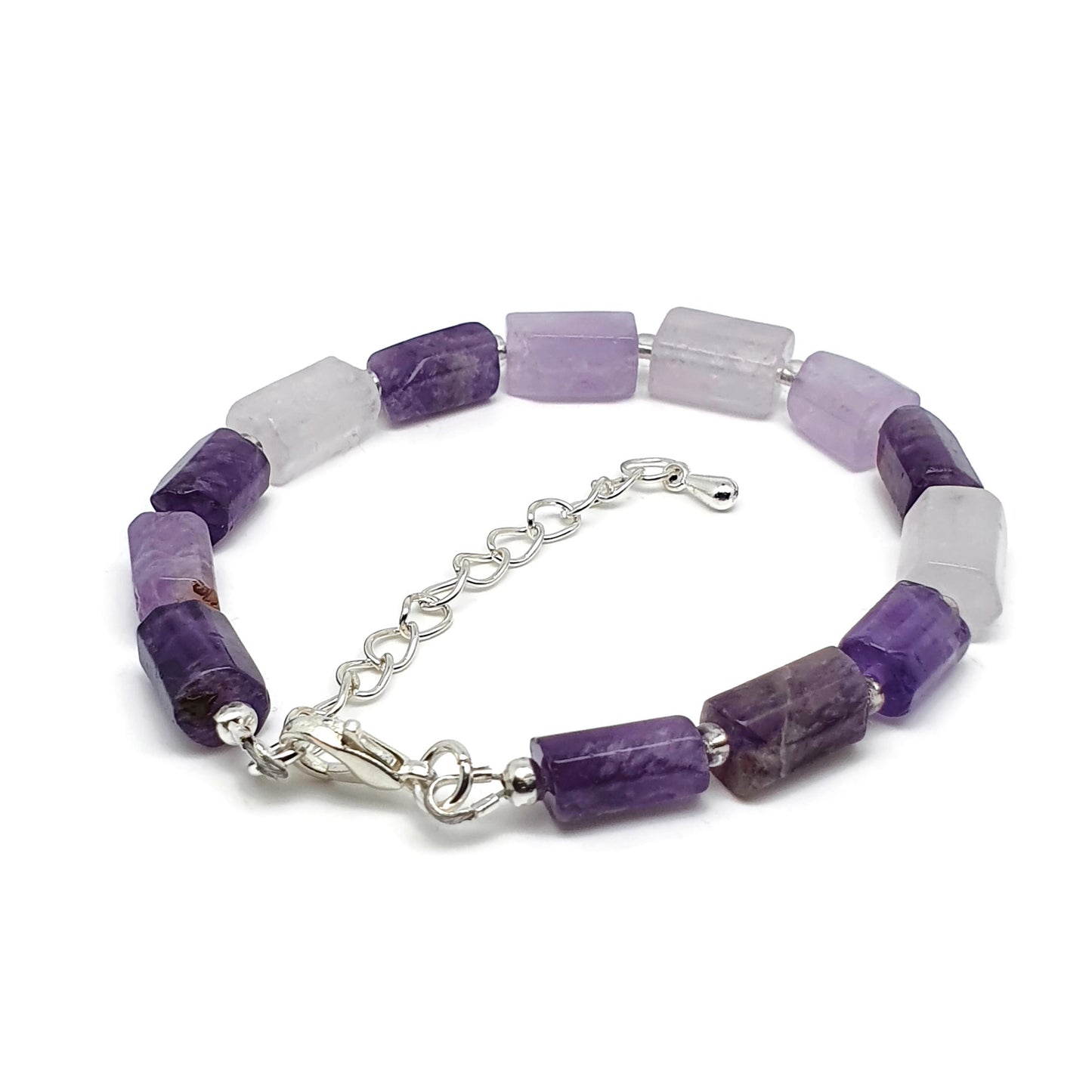 Purple Amethyst Beaded Boho Bracelet Adjustable Length