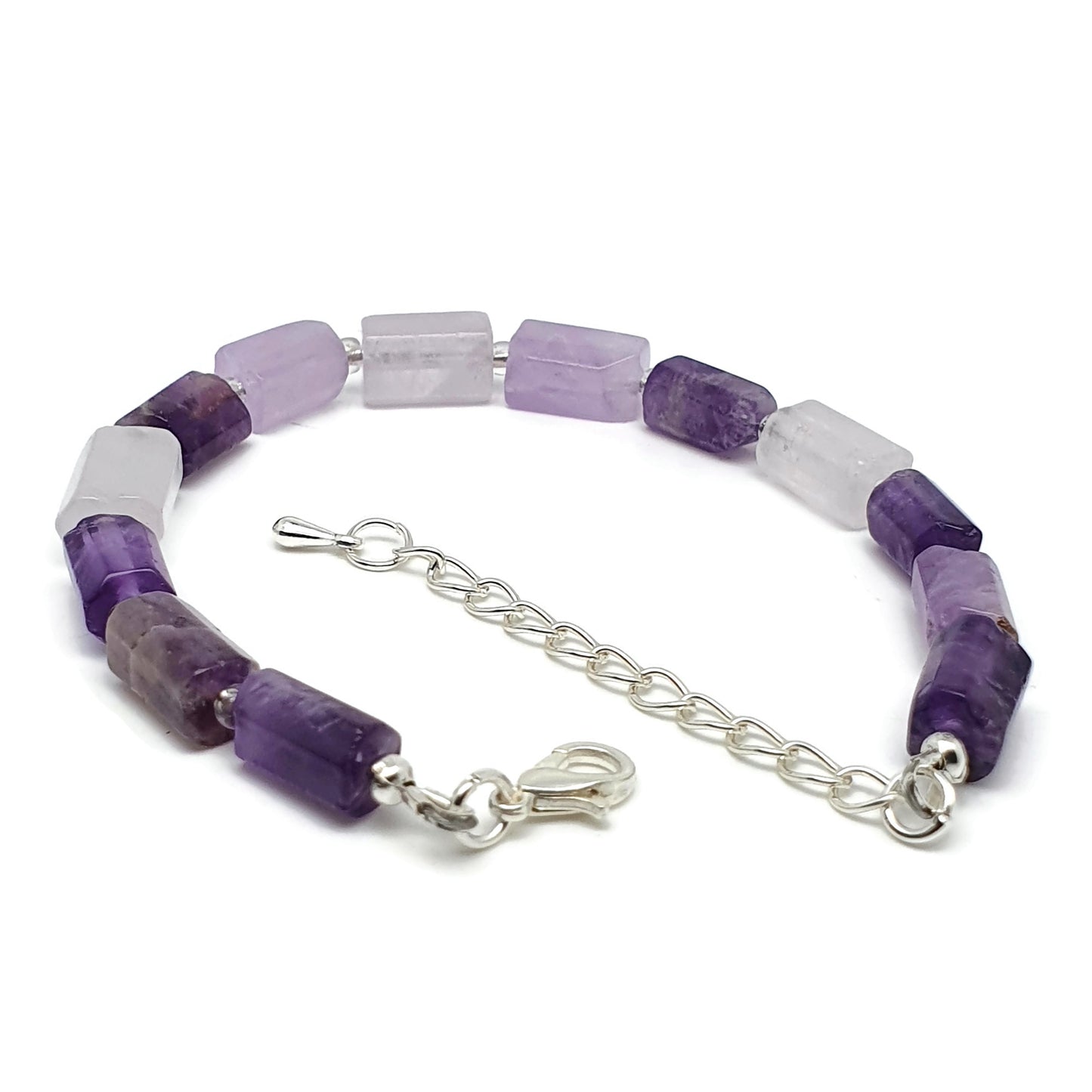 Purple Amethyst Beaded Boho Bracelet Adjustable Length