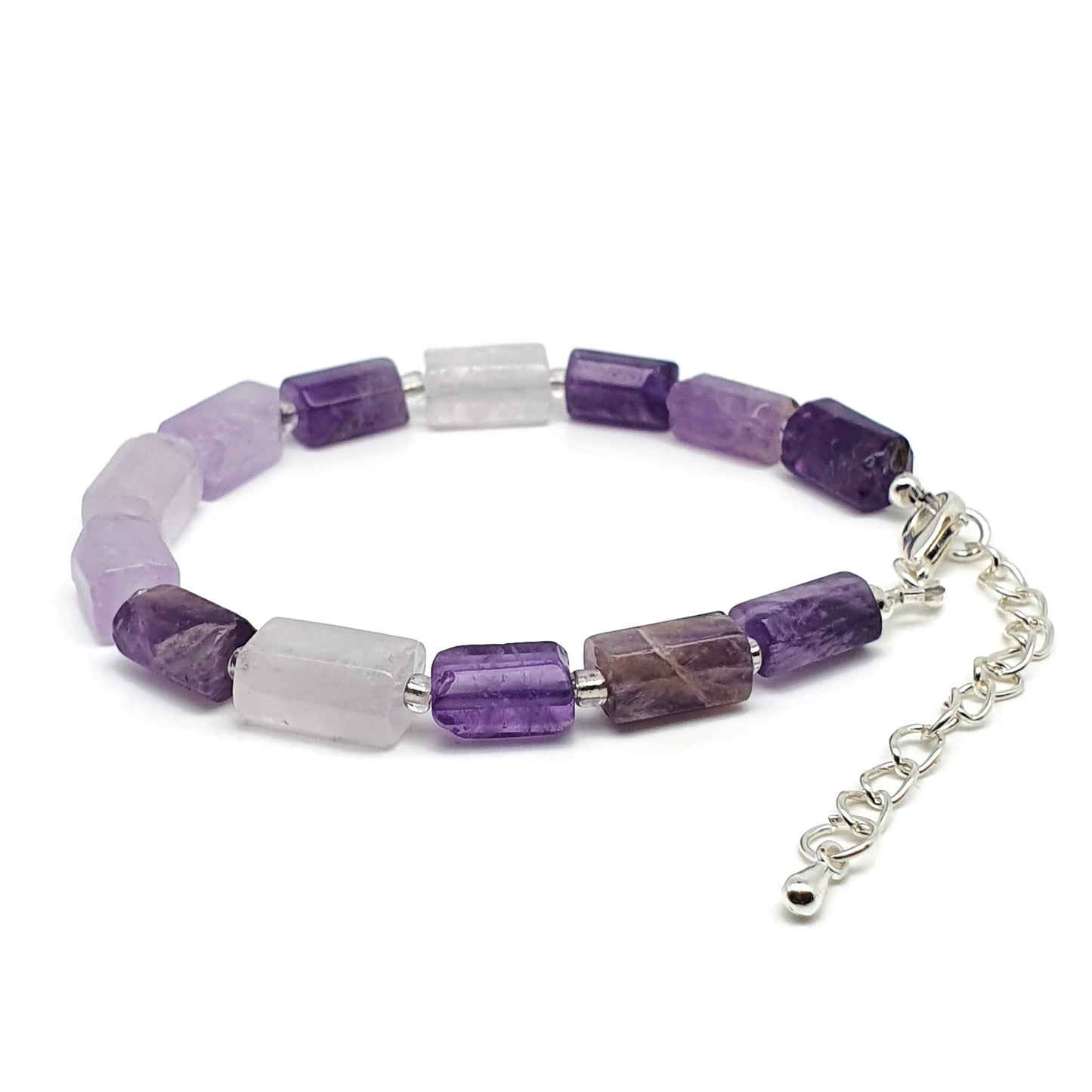 Purple Amethyst Beaded Boho Bracelet Adjustable Length