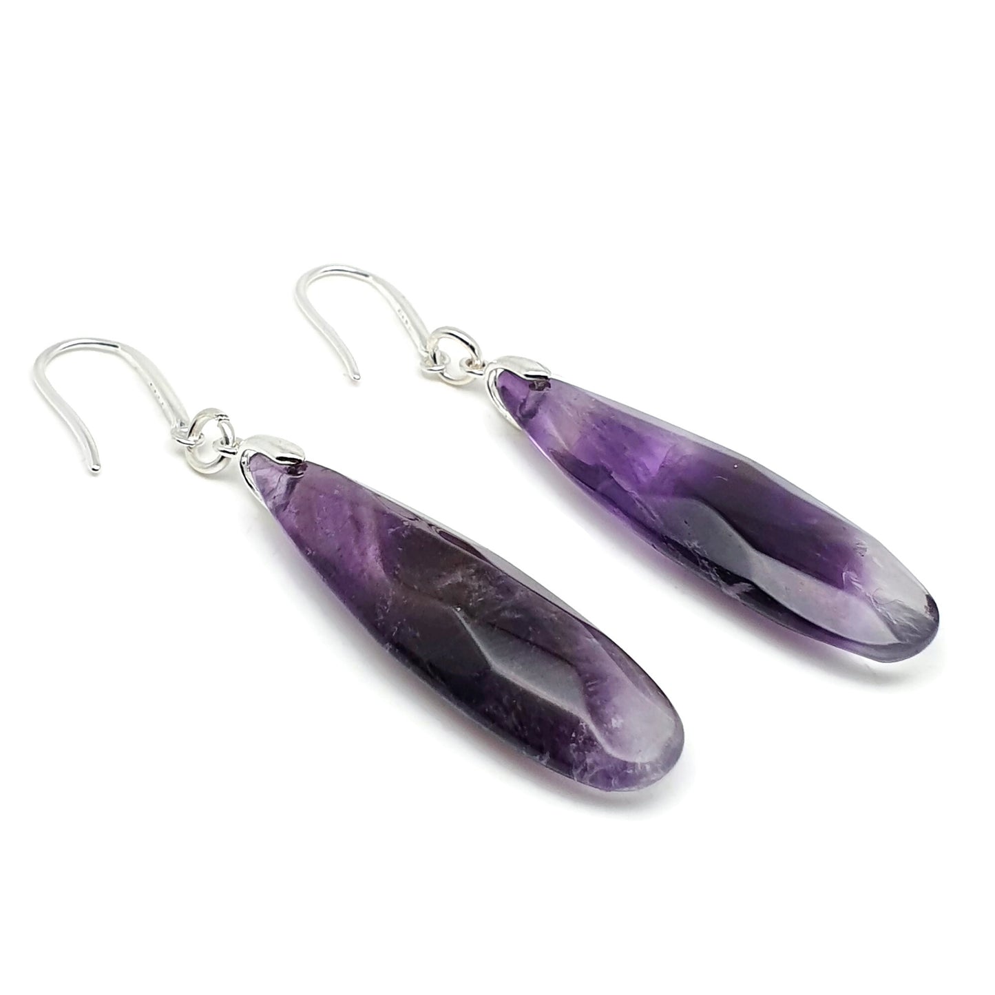 Natural Gemstone Teardrop Earrings Long Dangle Drop