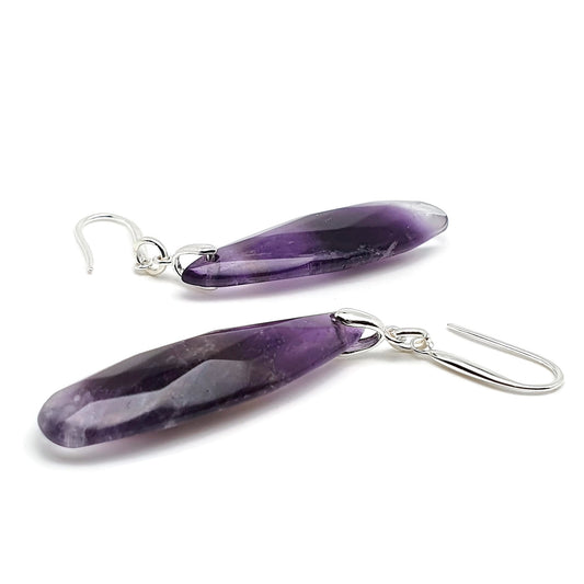 Natural Gemstone Teardrop Earrings Long Dangle Drop