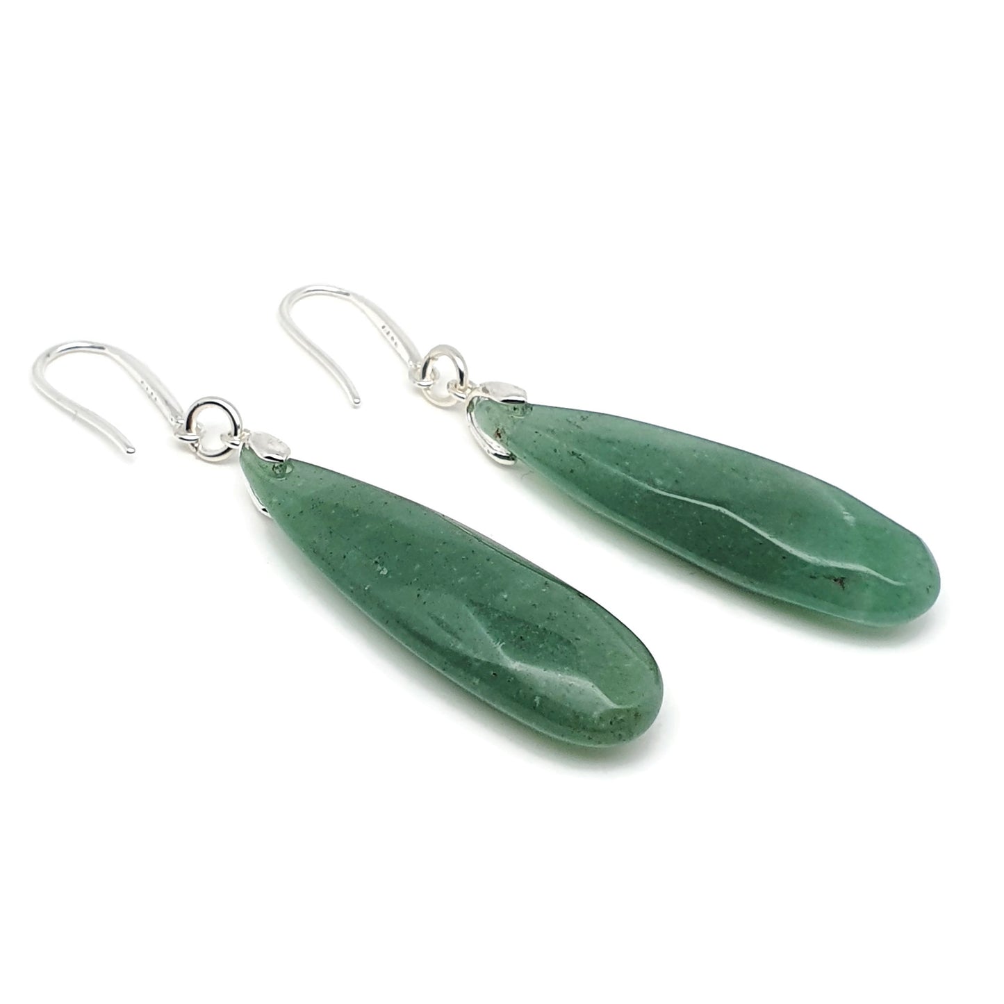 Natural Gemstone Teardrop Earrings Long Dangle Drop