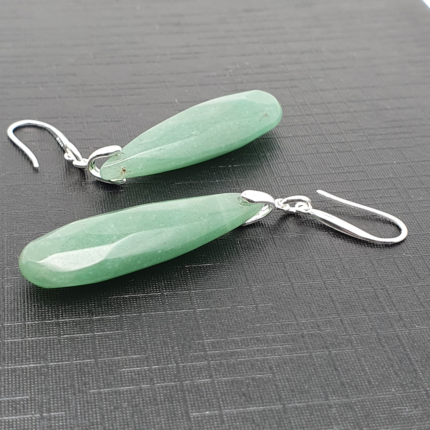 Natural Gemstone Teardrop Earrings Long Dangle Drop